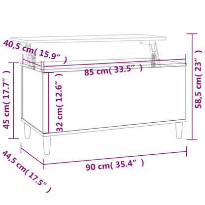 Soffbord vit högglans 90x44,5x45 cm konstruerat trä