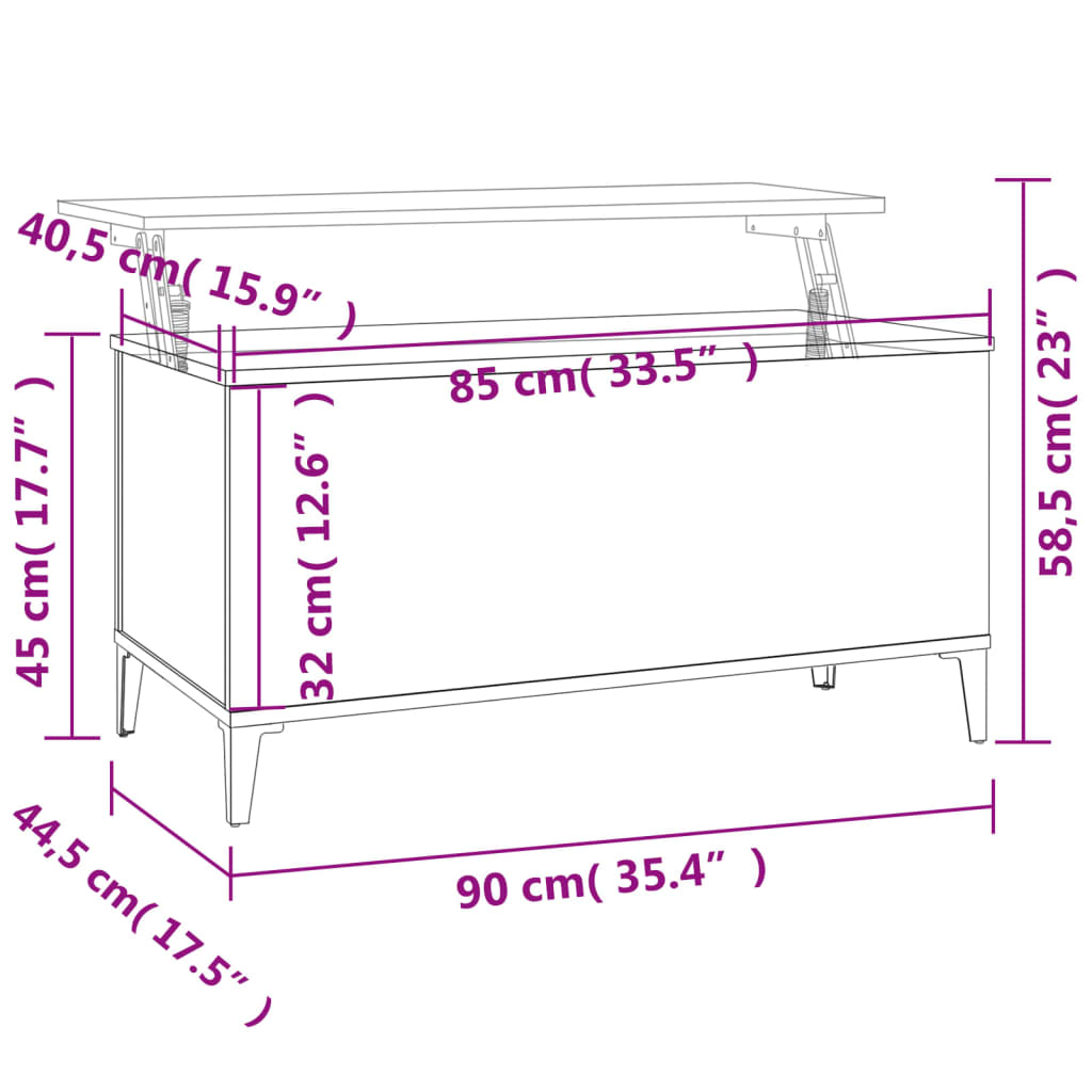 Soffbord vit 90x44,5x45 cm konstruerat trä