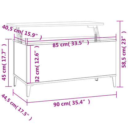 Soffbord vit högglans 90x44,5x45 cm konstruerat trä