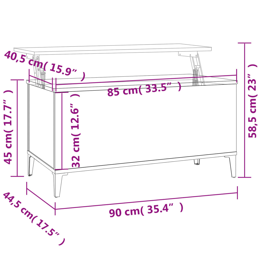 Soffbord rökfärgad ek 90x44,5x45 cm konstruerat trä