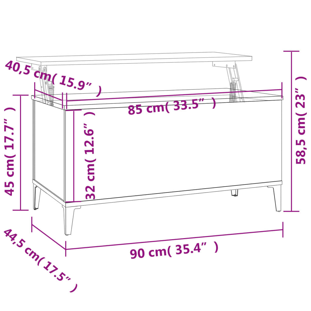 Soffbord brun ek 90x44,5x45 cm konstruerat trä