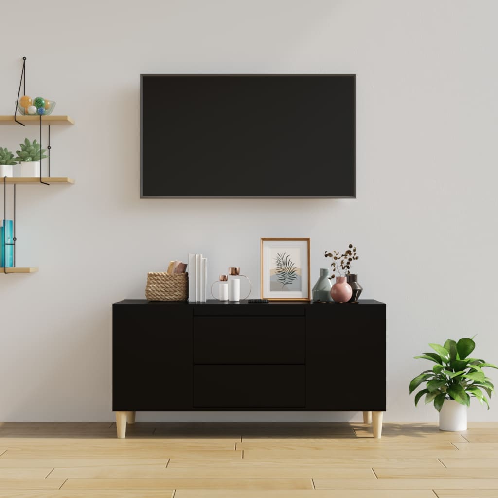 Tv-bänk svart 102x44,5x50 cm konstruerat trä