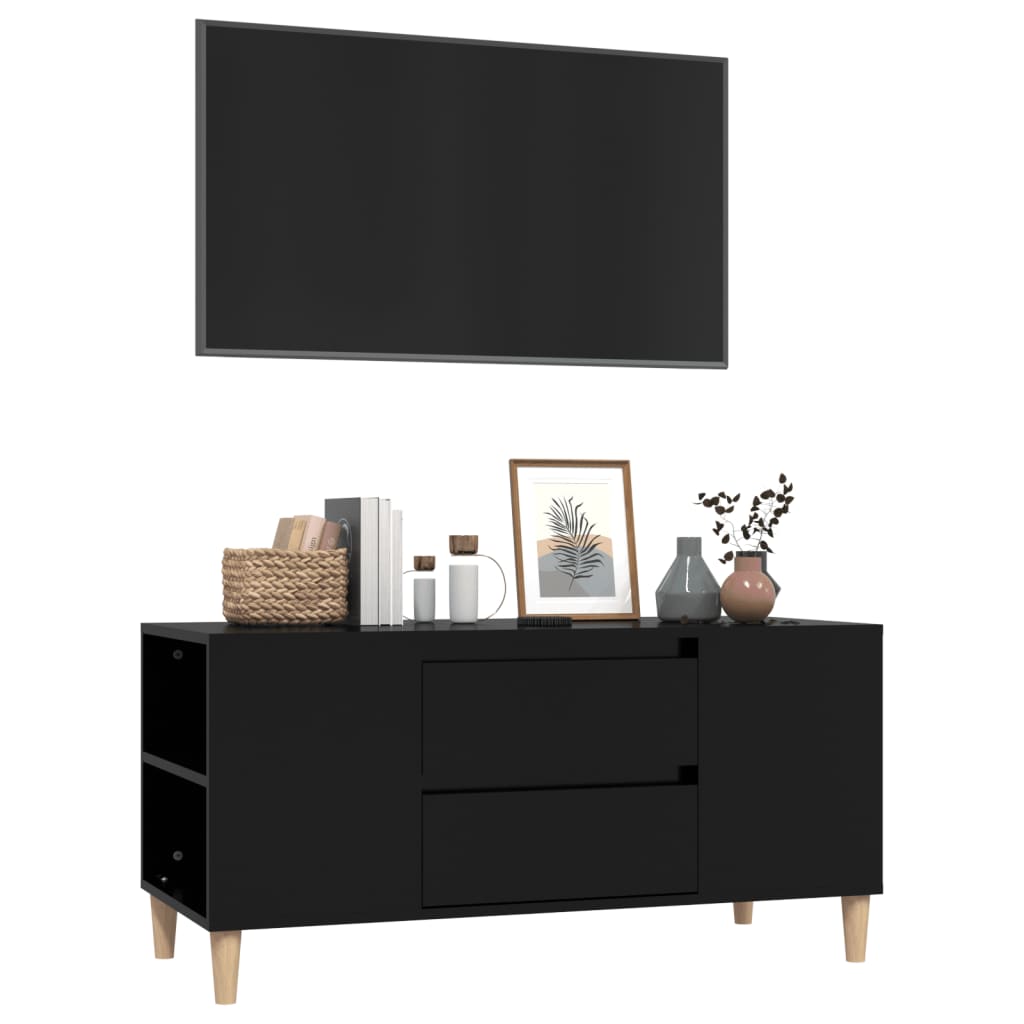 Tv-bänk svart 102x44,5x50 cm konstruerat trä