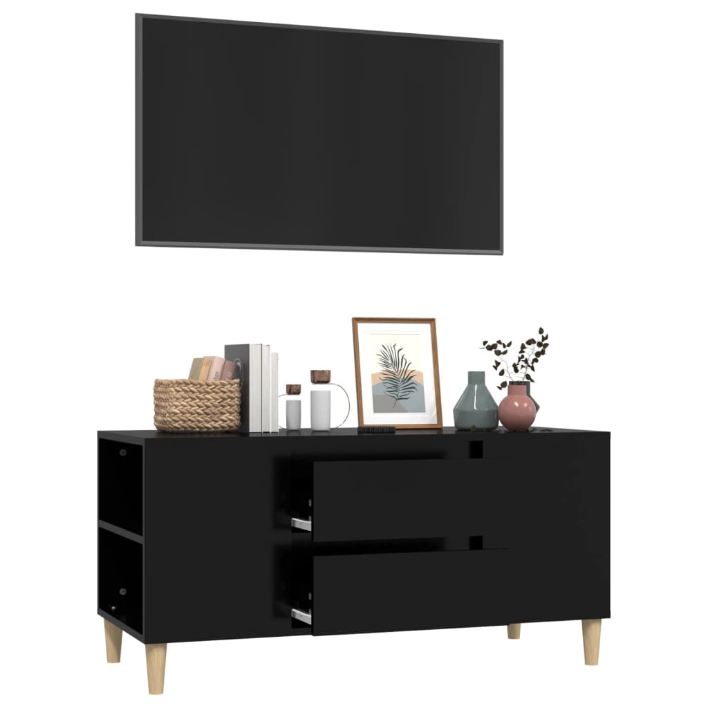 Tv-bänk svart 102x44,5x50 cm konstruerat trä