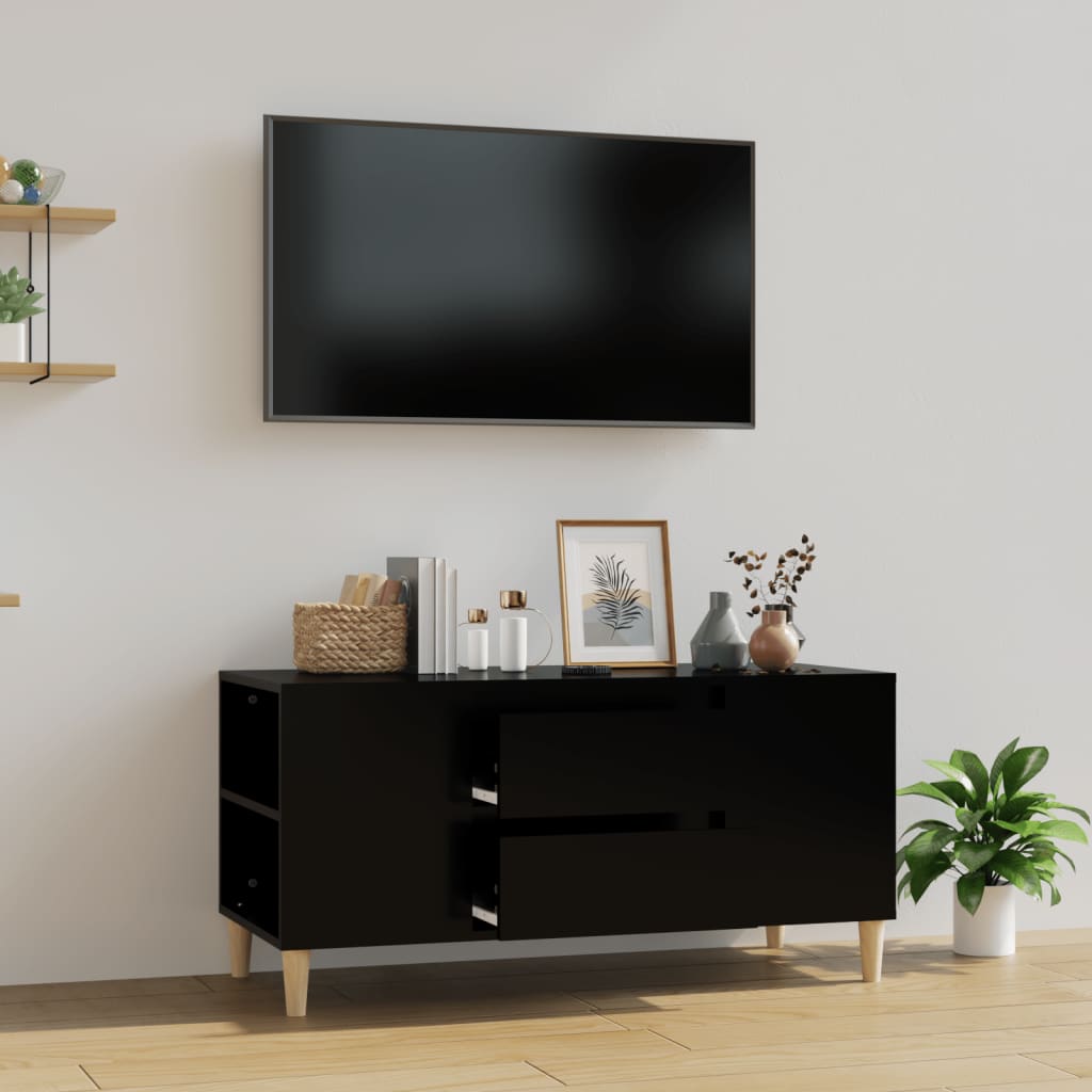 Tv-bänk svart 102x44,5x50 cm konstruerat trä