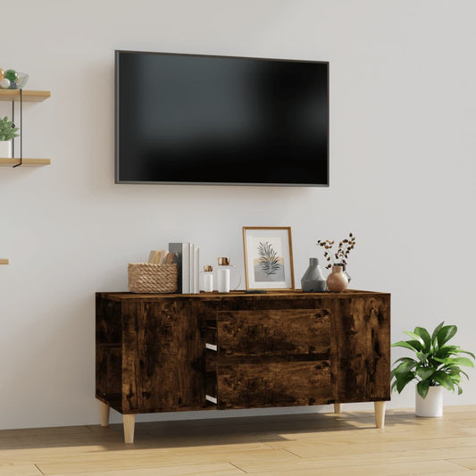 Tv-bänk rökfärgad ek 102x44,5x50 cm konstruerat trä