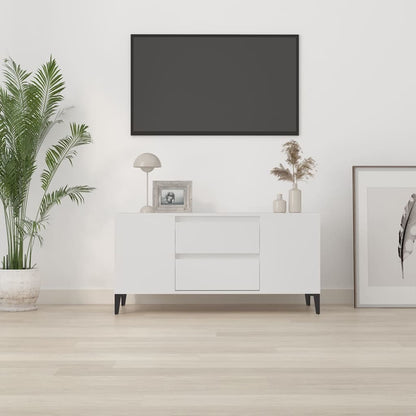 Tv-bänk vit 102x44,5x50 cm konstruerat trä