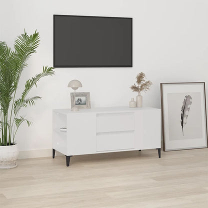 Tv-bänk vit 102x44,5x50 cm konstruerat trä