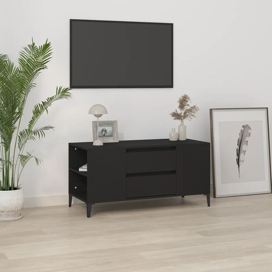 Tv-bänk svart 102x44,5x50 cm konstruerat trä