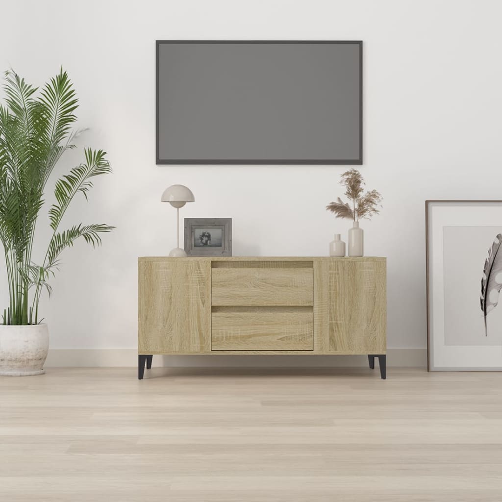 Tv-bänk sonoma-ek 102x44,5x50 cm konstruerat trä