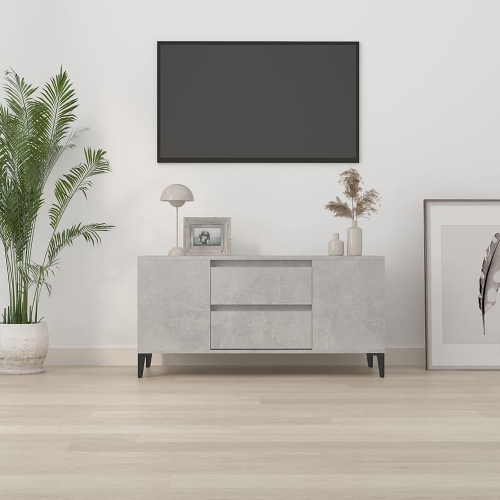 Tv-bänk betonggrå 102x44,5x50 cm konstruerat trä