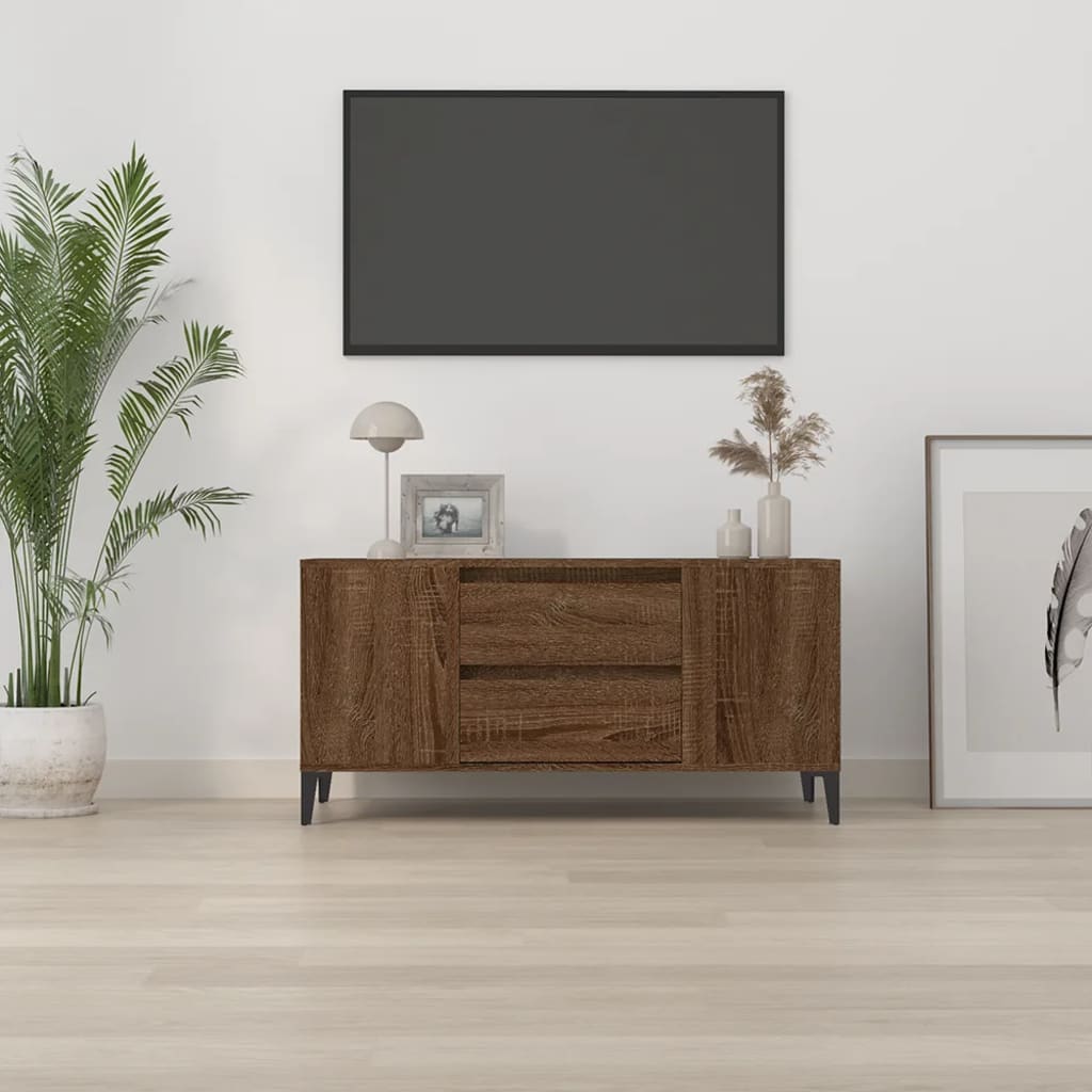 Tv-bänk brun ek 102x44,5x50 cm konstruerat trä