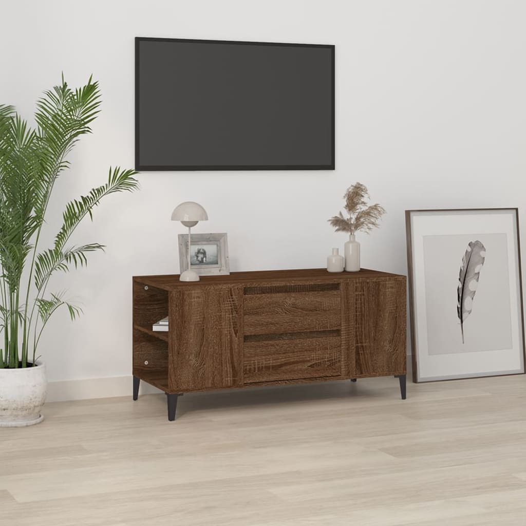 Tv-bänk brun ek 102x44,5x50 cm konstruerat trä