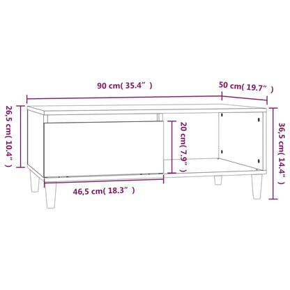 Soffbord vit 90x50x36,5 cm konstruerat trä