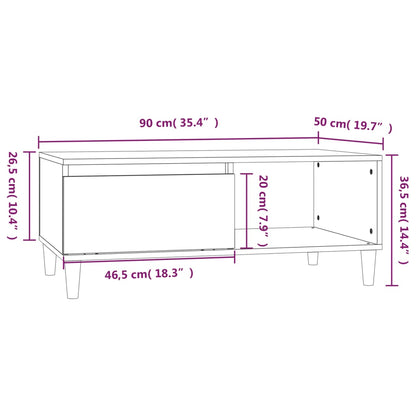 Soffbord vit högglans 90x50x36,5 cm konstruerat trä