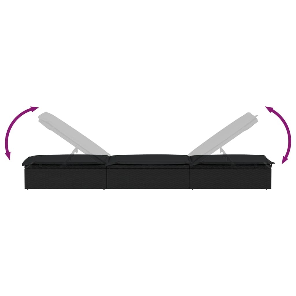 Solsäng 1 st med bord svart konstrotting