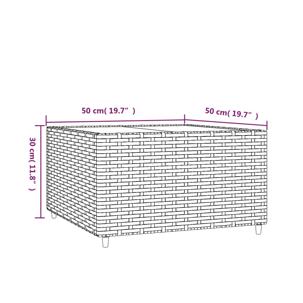 Loungebord fyrkantigt svart 50x50x30 cm konstrottning