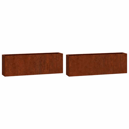 Odlingslådor för vägg 2 st rosttrögt stål 53x10x17 cm