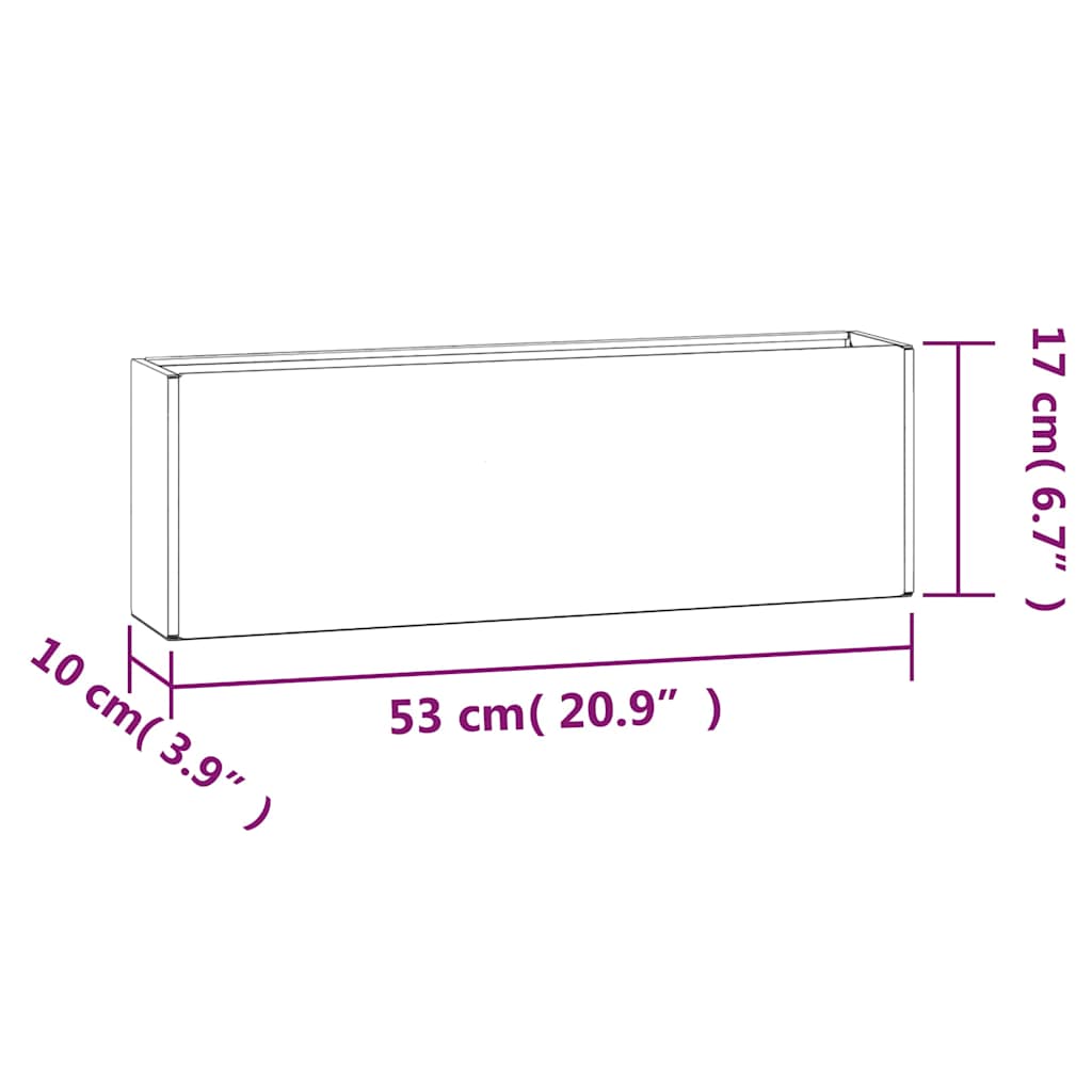 Odlingslådor för vägg 2 st rosttrögt stål 53x10x17 cm