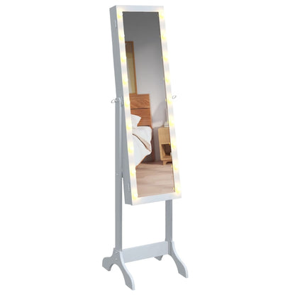 Fristående spegel med LED vit 34x37x146 cm