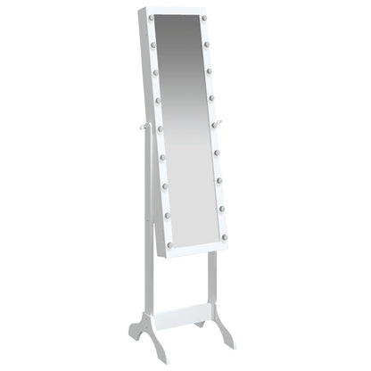 Fristående spegel med LED vit 34x37x146 cm