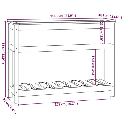 Odlingslåda med hylla 111,5x34,5x81 cm massiv furu