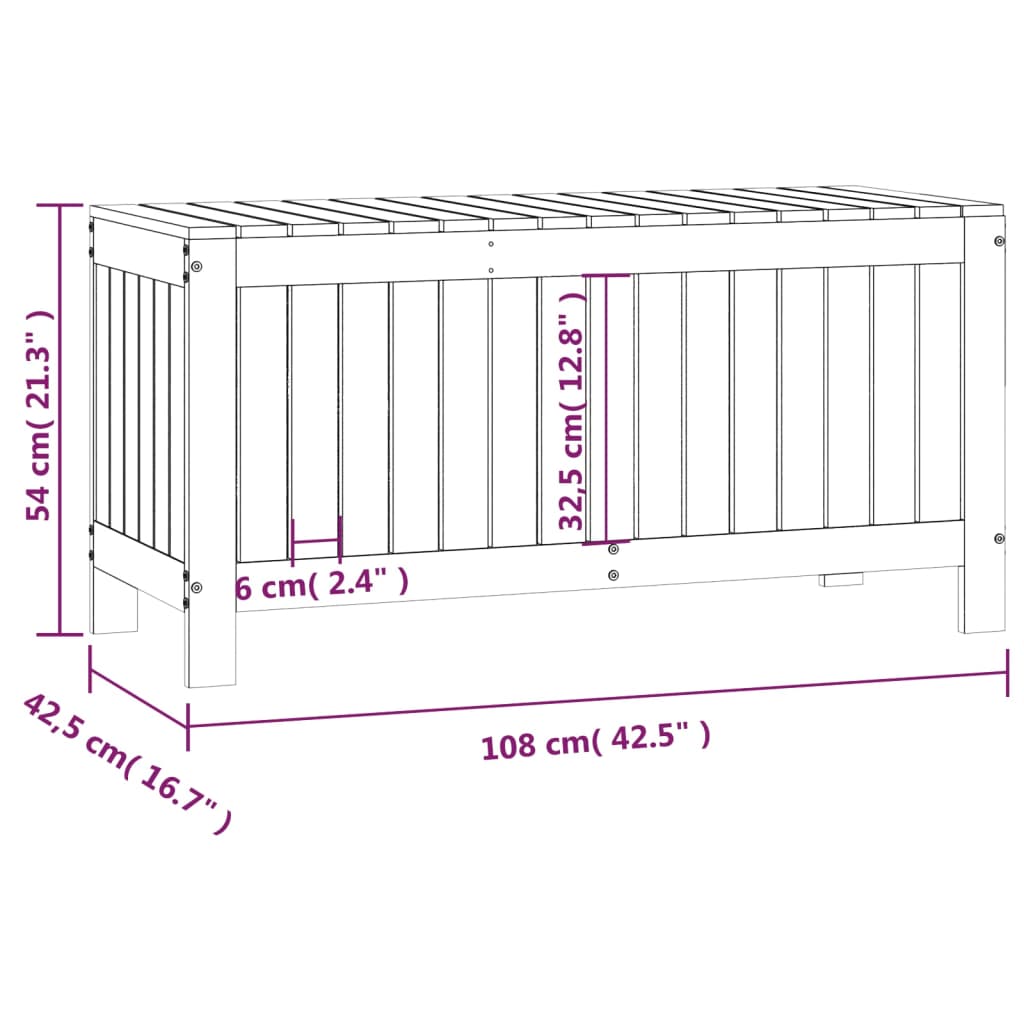 Dynbox vit 108x42,5x54 cm massiv furu