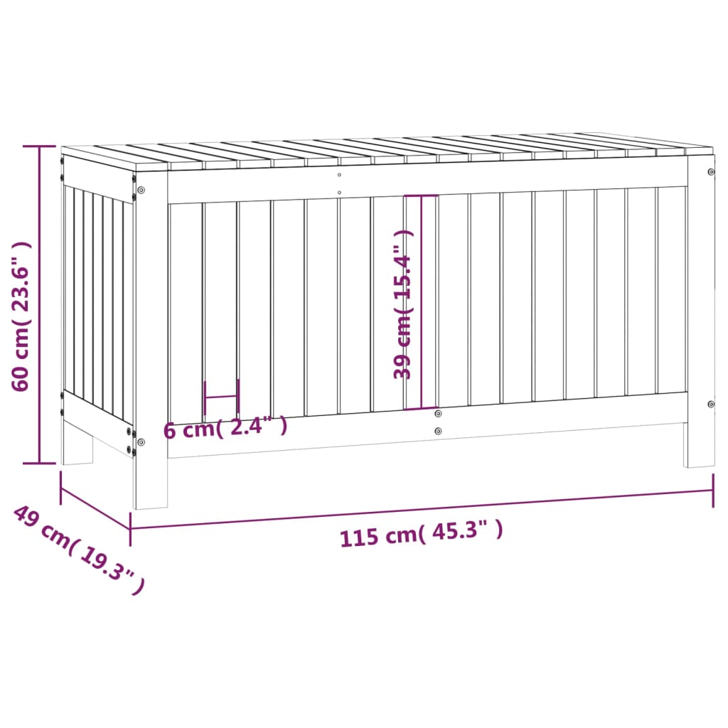 Dynbox svart 115x49x60 cm massiv furu