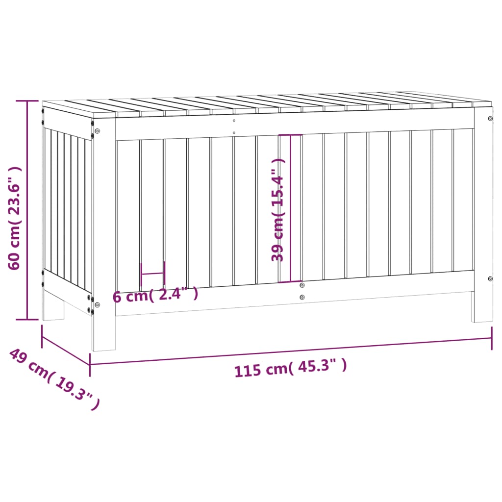 Förvaringslåda honungsbrun 115x49x60 cm massiv furu