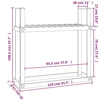 Vedställ honungsbrun 110x35x108,5 cm massiv furu