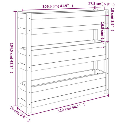 Odlingslåda svart 112x25x104,5 cm massiv furu