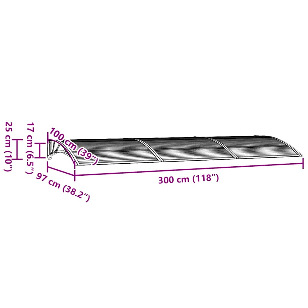 Entrétak grå 300x100 cm polykarbonat