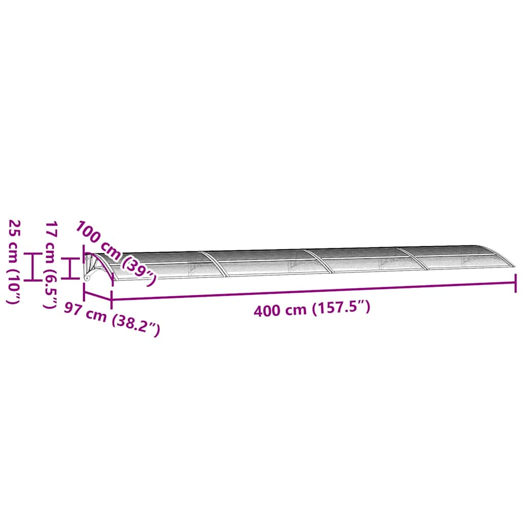 Entrétak svart 400x100 cm polykarbonat