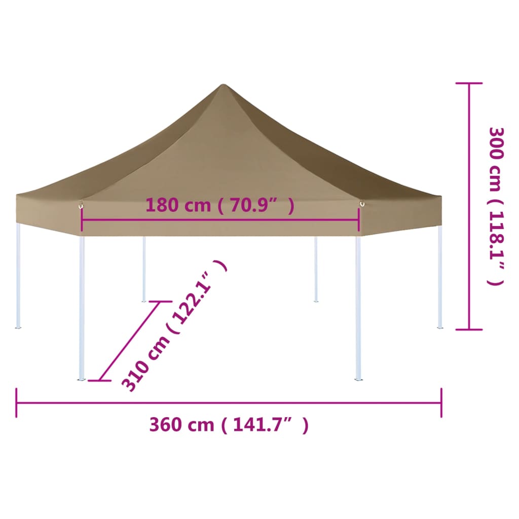 Pop-Up Hopfällbart partytält sexkantigt taupe 220g/m²