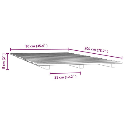 Sängram vit 90x200 cm massiv furu