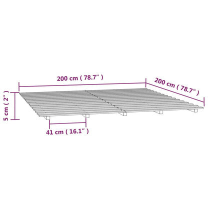 Sängram 200x200 cm massiv furu