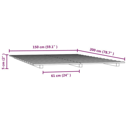 Sängram vit 150x200 cm massiv furu