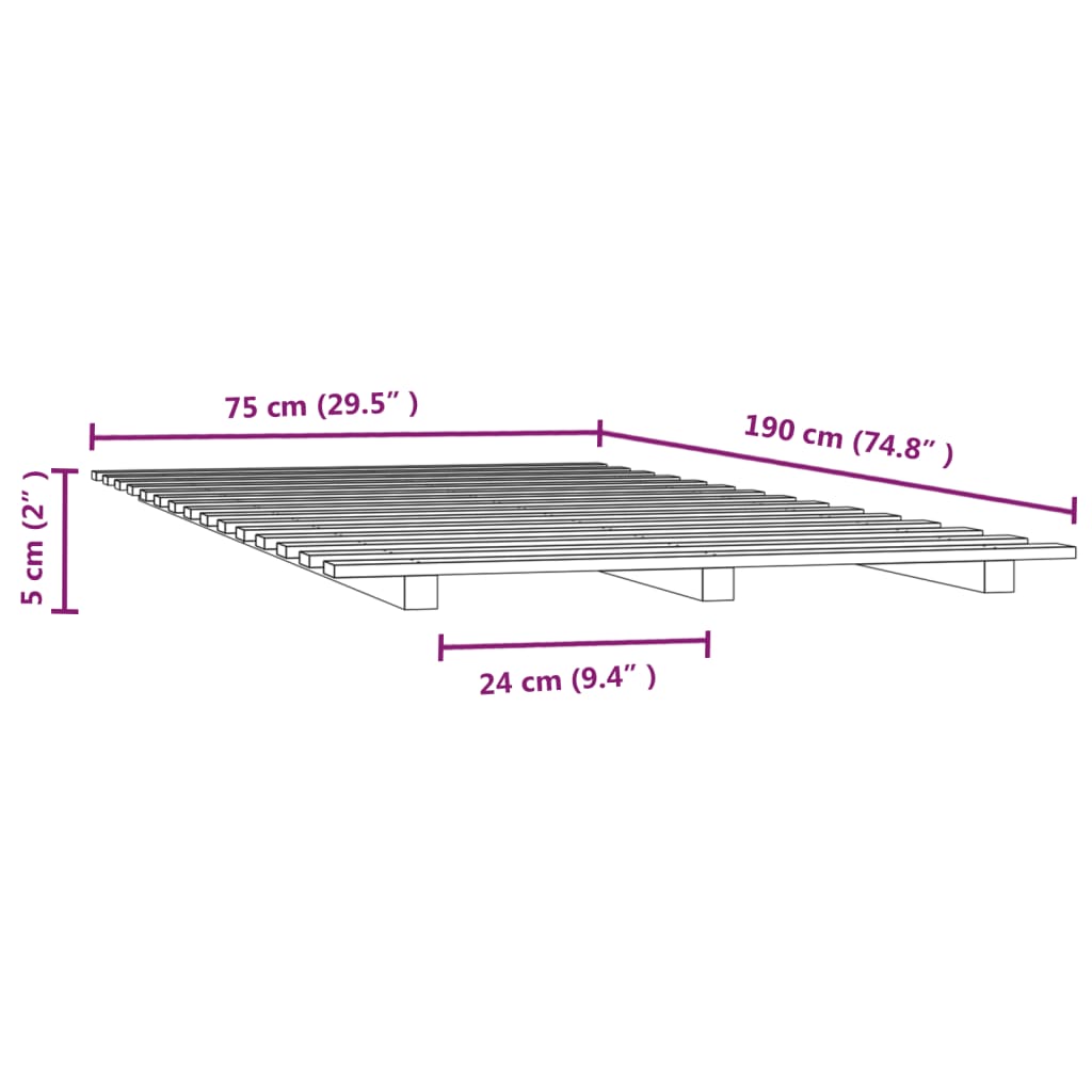 Dagbädd svart 75x190 cm massivt furu