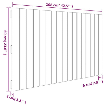 Väggmonterad huvudgavel vit 108x3x60 cm massiv furu