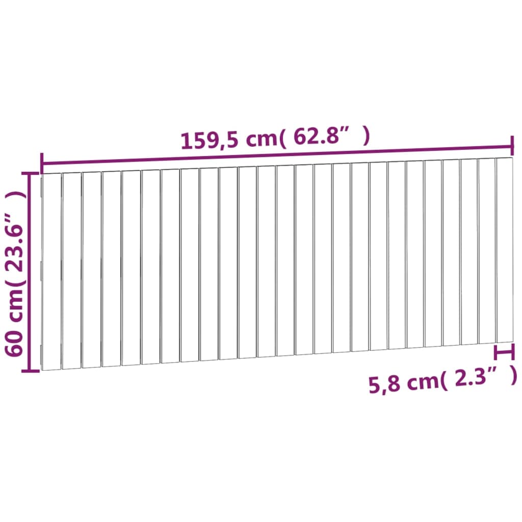 Väggmonterad huvudgavel 159,5x3x60 cm massiv furu