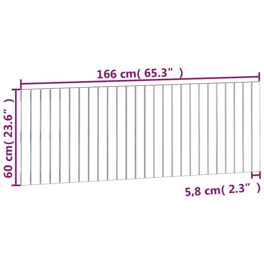 Väggmonterad huvudgavel honungsbrun 166x3x60 cm massiv furu