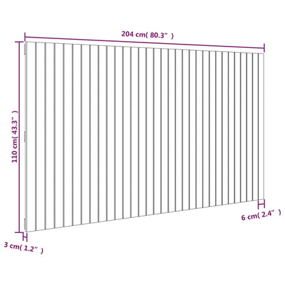 Väggmonterad huvudgavel vit 204x3x110 cm massiv furu