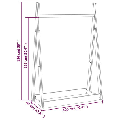 Klädställning vit 100x45x150 cm massiv furu