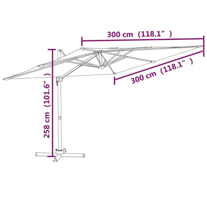 Frihängande trädgårdsparasoll aluminiumstång antracit 300x300cm