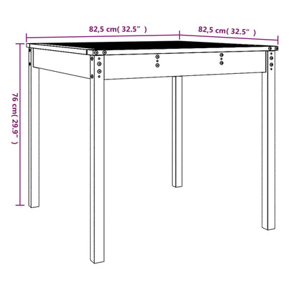 Trädgårdsbord vit 82,5x82,5x76 cm massiv furu