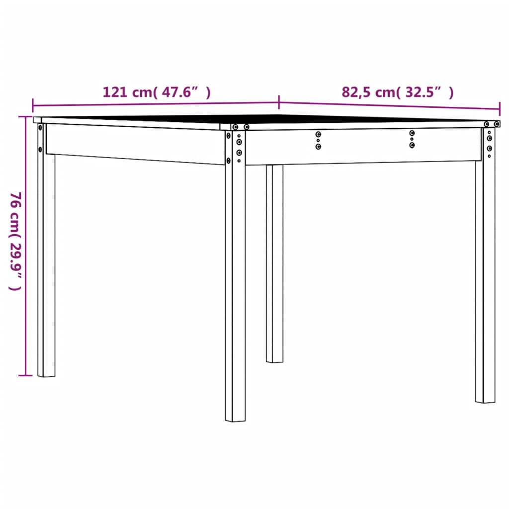 Trädgårdsbord honungsbrun 121x82,5x76 cm massiv furu