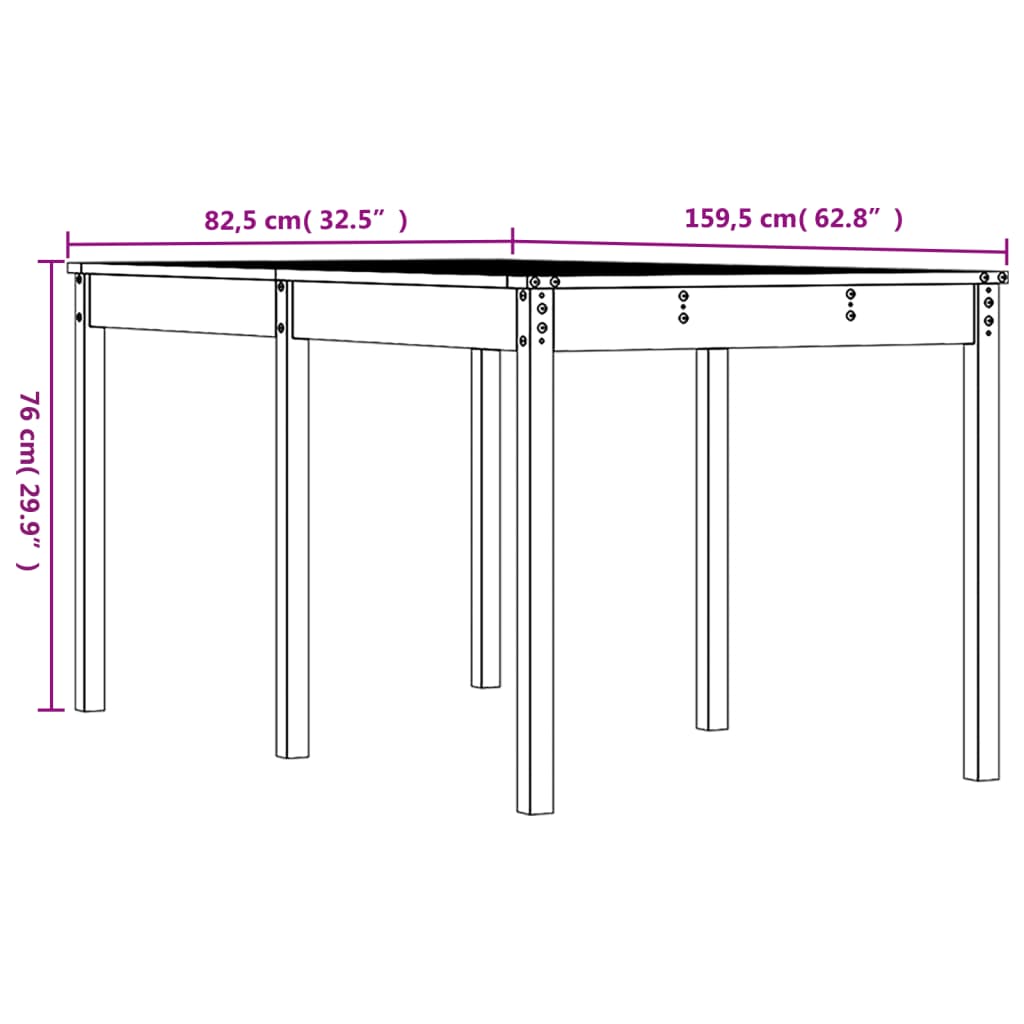 Trädgårdsbord 159,5x82,5x76 cm massiv furu