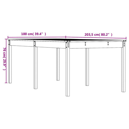 Trädgårdsbord vit 203,5x100x76 cm massiv furu