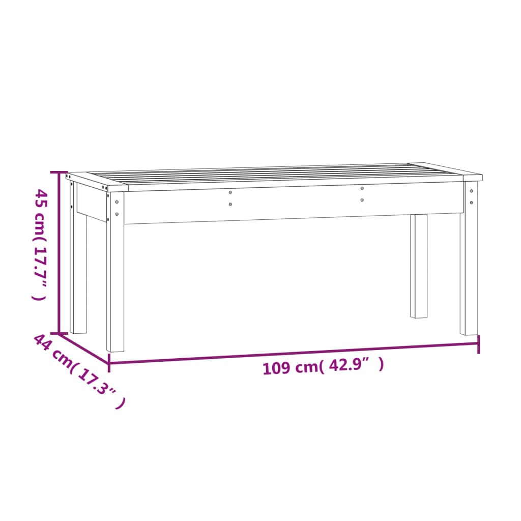 Trädgårdsbänk svart 109x44x45 cm massiv furu