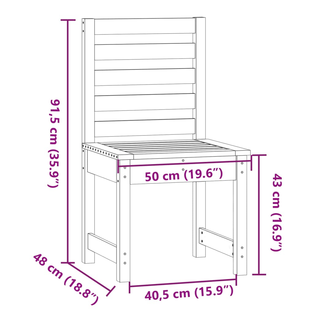 Trädgårdsstolar 2 st 50x48x91,5 cm massiv furu